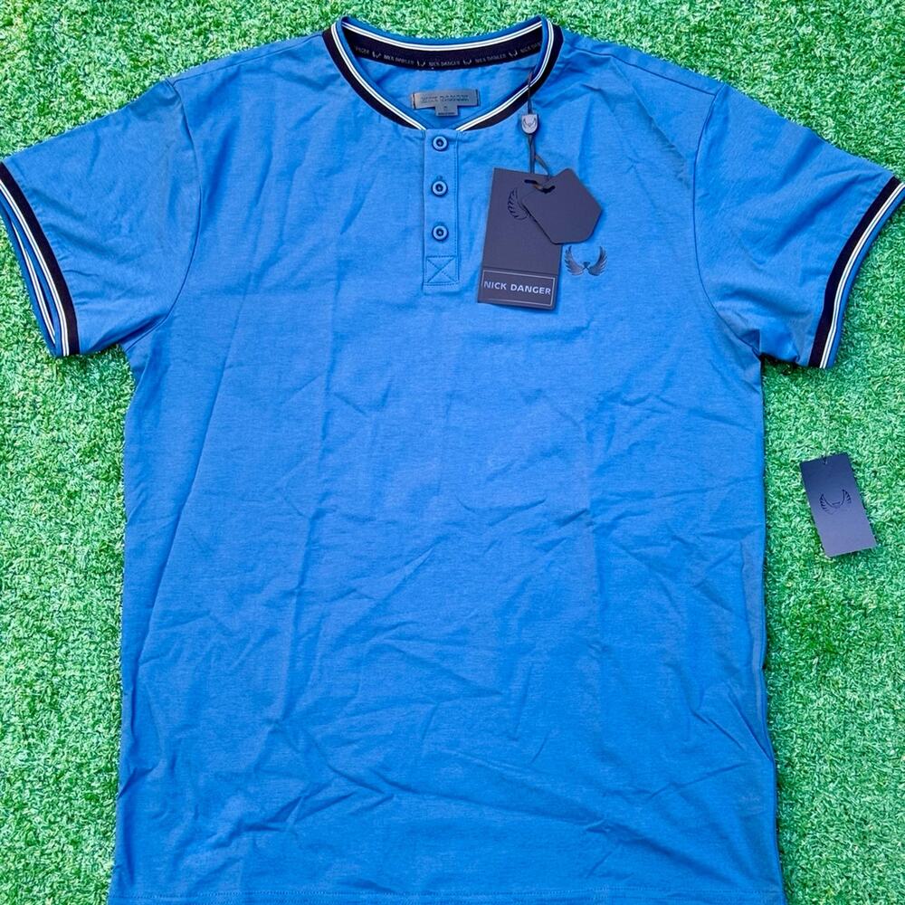 Nick Danger Button Up Shirt New With Tag Boss Blue And Black